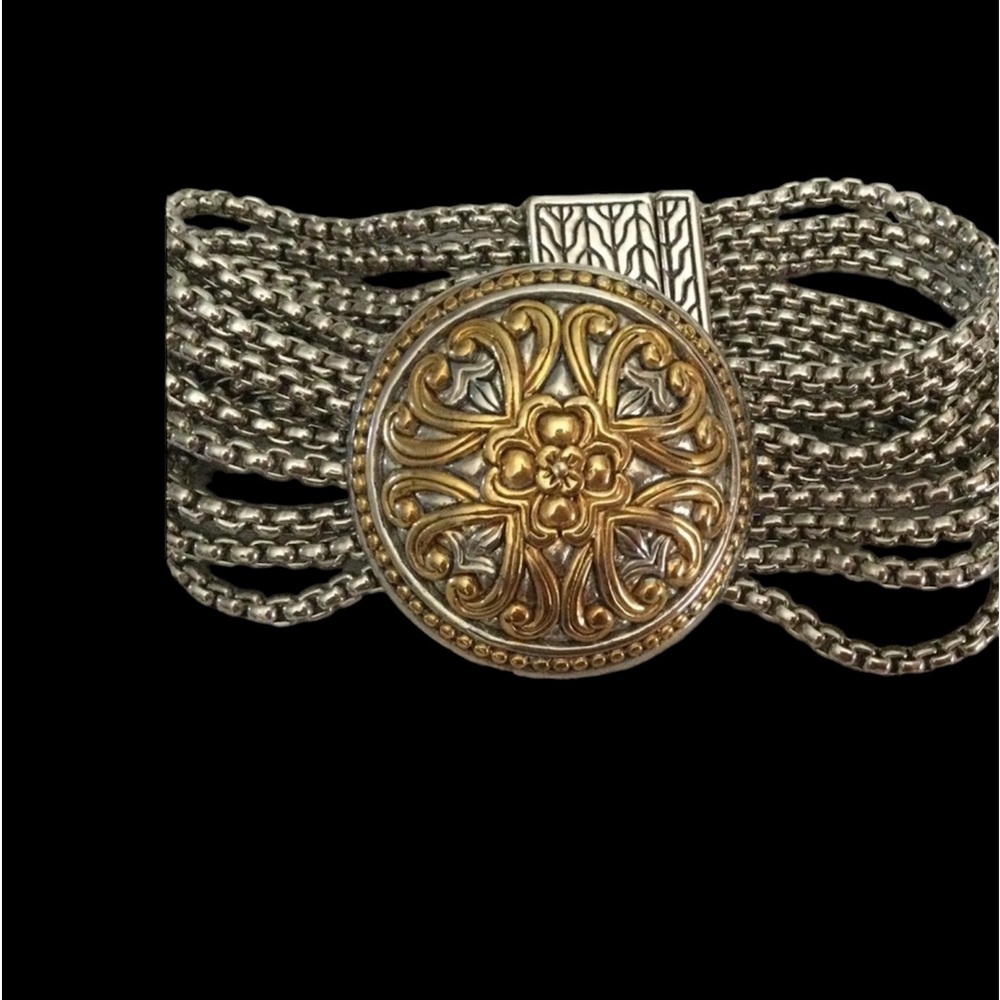 Heavy Vintage Silver and gold tone Bracelet